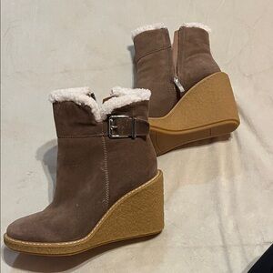 Franco Sarto Tan Suede Wedge Boots